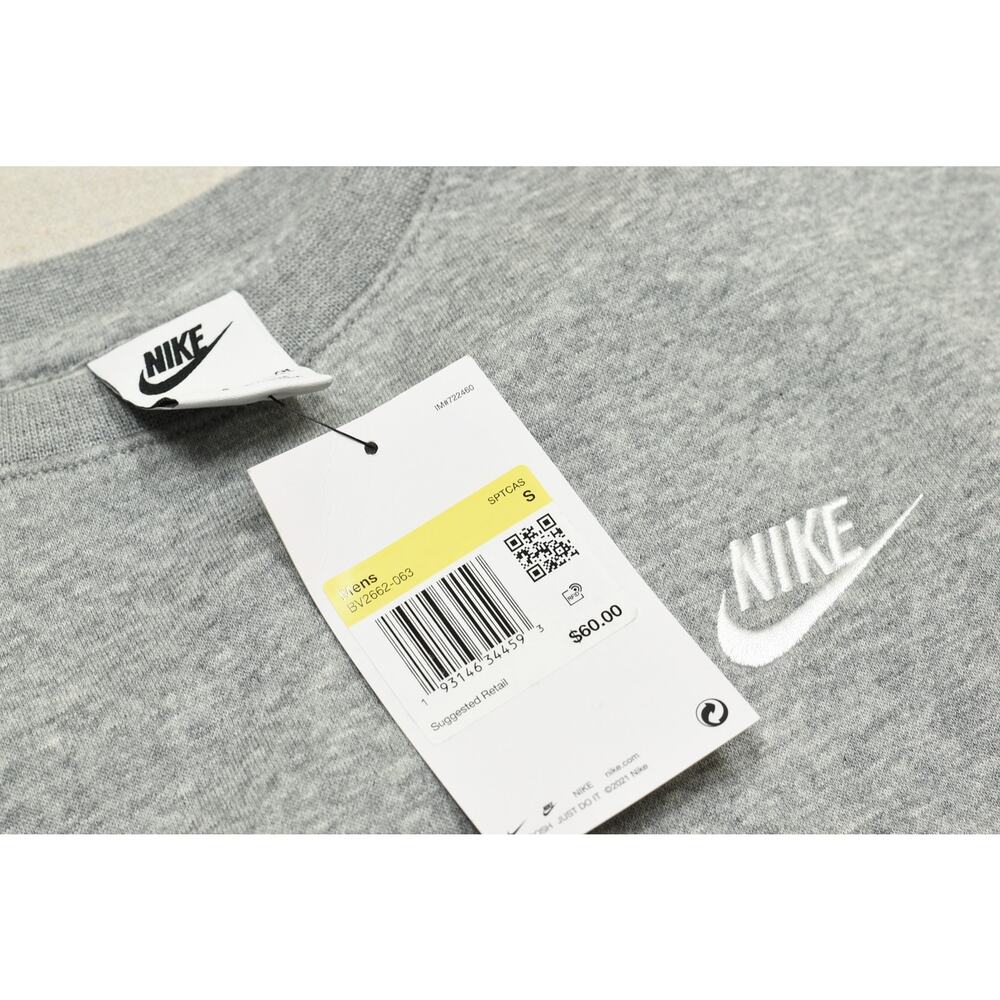 NEW Nike Sportswear Fleece Grey Heather Crewneck Sweatshirt Size S BV2662-063 - Picture 3 of 8